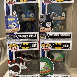 Funko Pop Patchwork Batman and Catwoman Figures